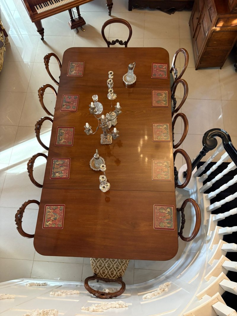 Superb Quality Antique Regency Three-Pillar Mahogany Dining Table